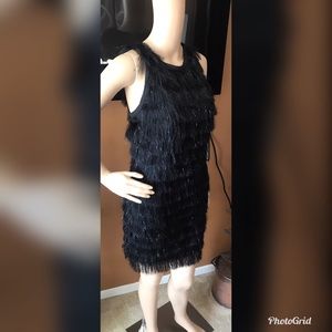 NWT Avec Les Filles Women’s Black Fringe Dress